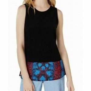 Inc International Concepts Tank Top Printer Hem Slit Layered Size Medium NWT